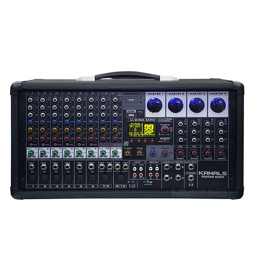 블루투스 2800W 파워드믹서 4채널 앰프 내장형 오디오믹서 이펙터 BBKM4-2800